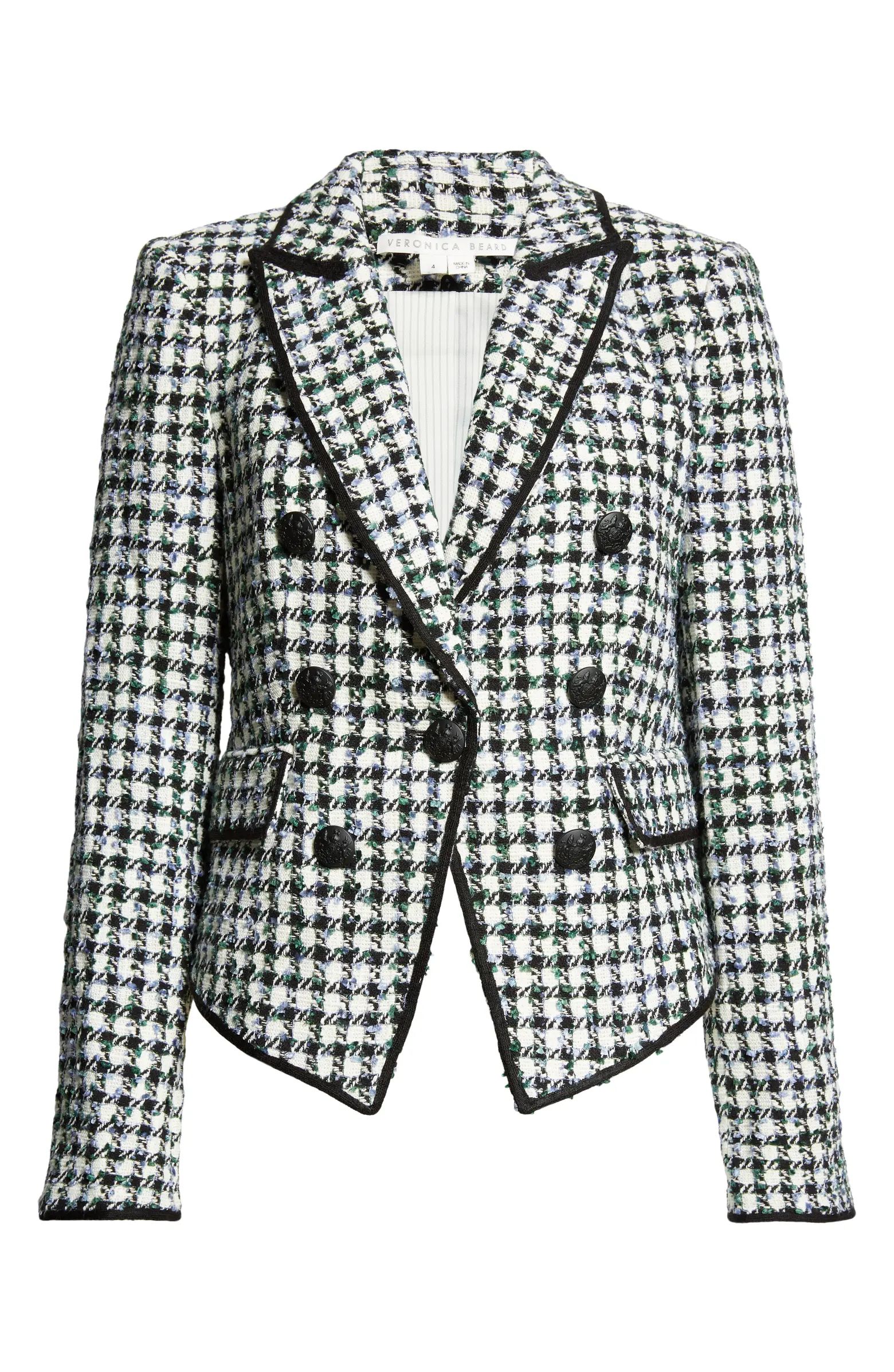 Diego Metallic Check Cotton Blend Tweed Dickey Jacket | Nordstrom