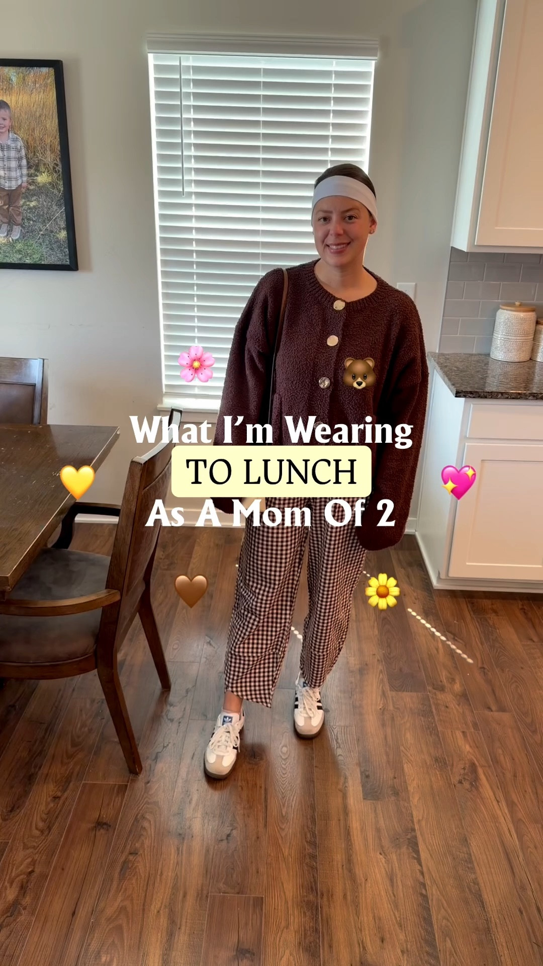 Loving these gingham pants from Amazon. Paired then  with a button down cardigan, a cute bag and my Sambas! Wearing my normal size in everything. 

#LTKootd #LTKSaleAlert