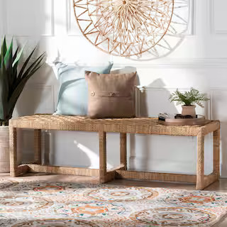 Cipally Natural Brown Seagrass Accent Bench 59.1 in. | The Home Depot