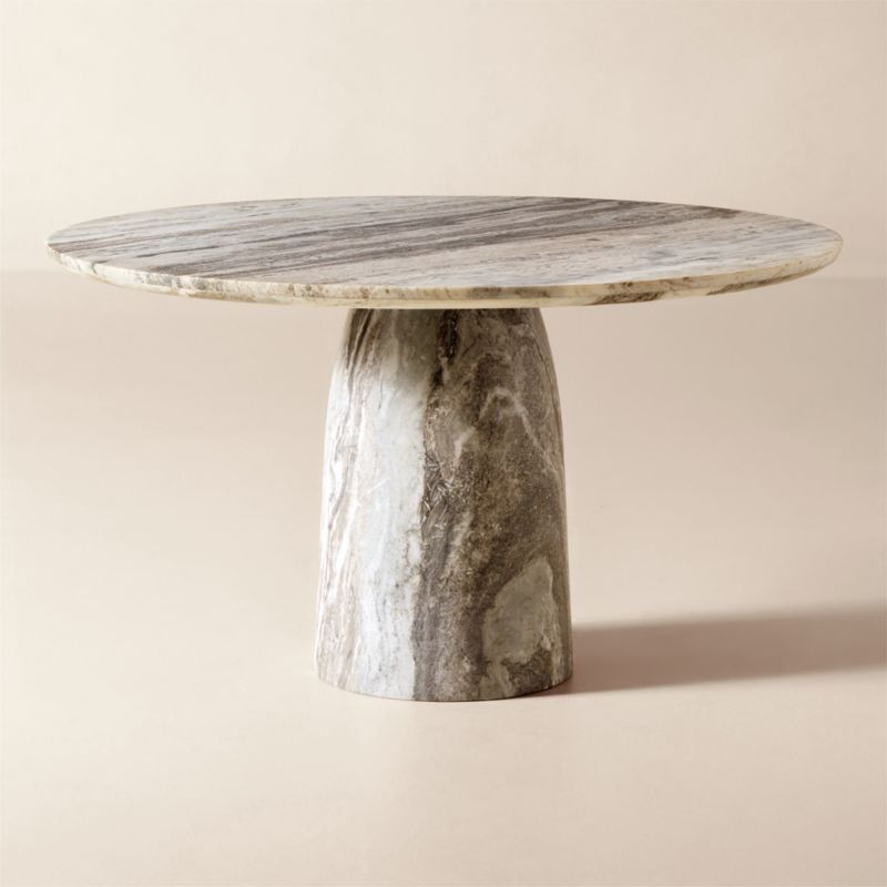 Babylon 54" Round Torrento Grey Marble Dining Table + Reviews | CB2 | CB2