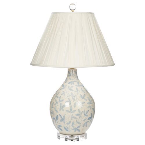 Elyse Floral Table Lamp, Blue/White | One Kings Lane