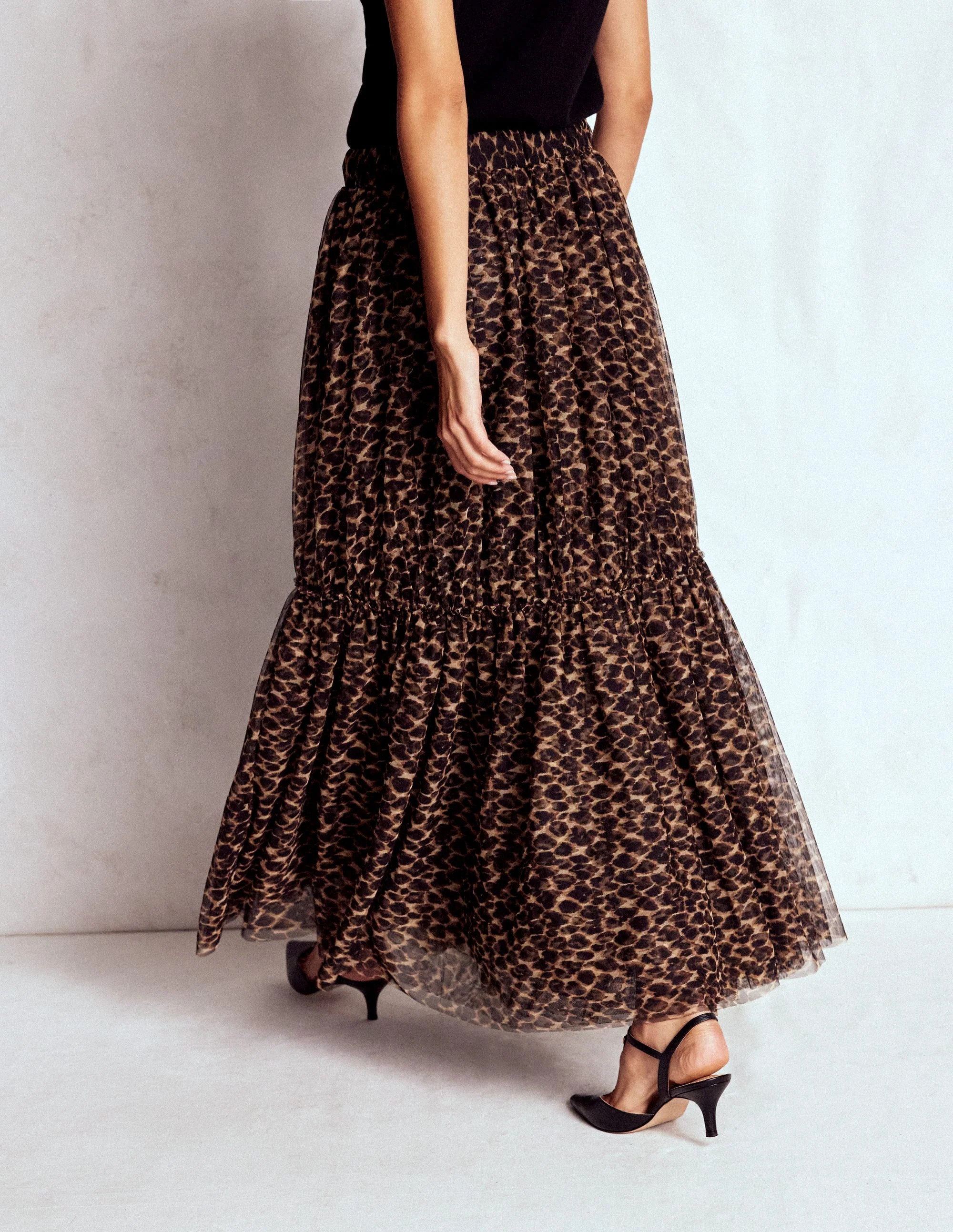 Anna Tulle Midi Skirt-Leopard | Boden (US)