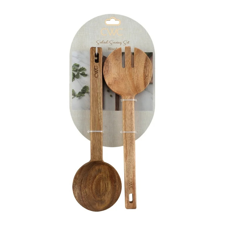 Cook with Color Acacia Wood Salad Server Set – Elegant, Nonstick-Safe Utensils | Walmart (US)