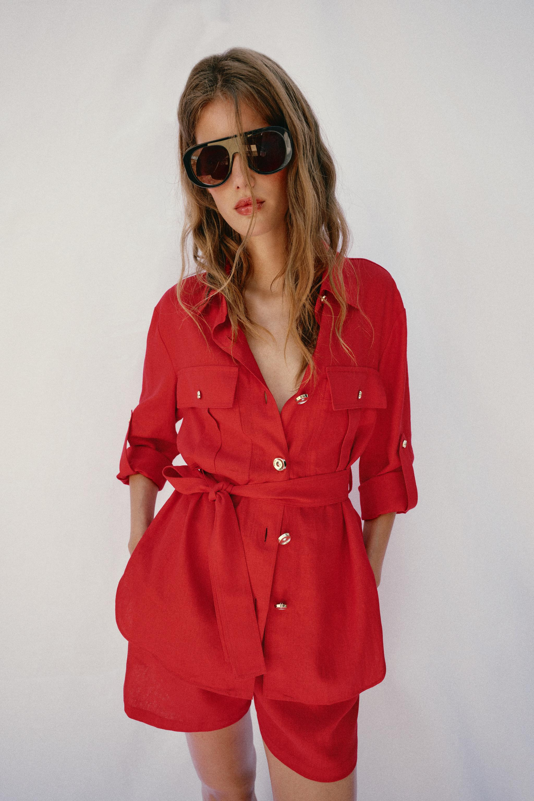 LINEN BELTED SAFARI JACKET | Zara US
