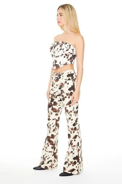 Cow Print Flare Jeans | Forever 21