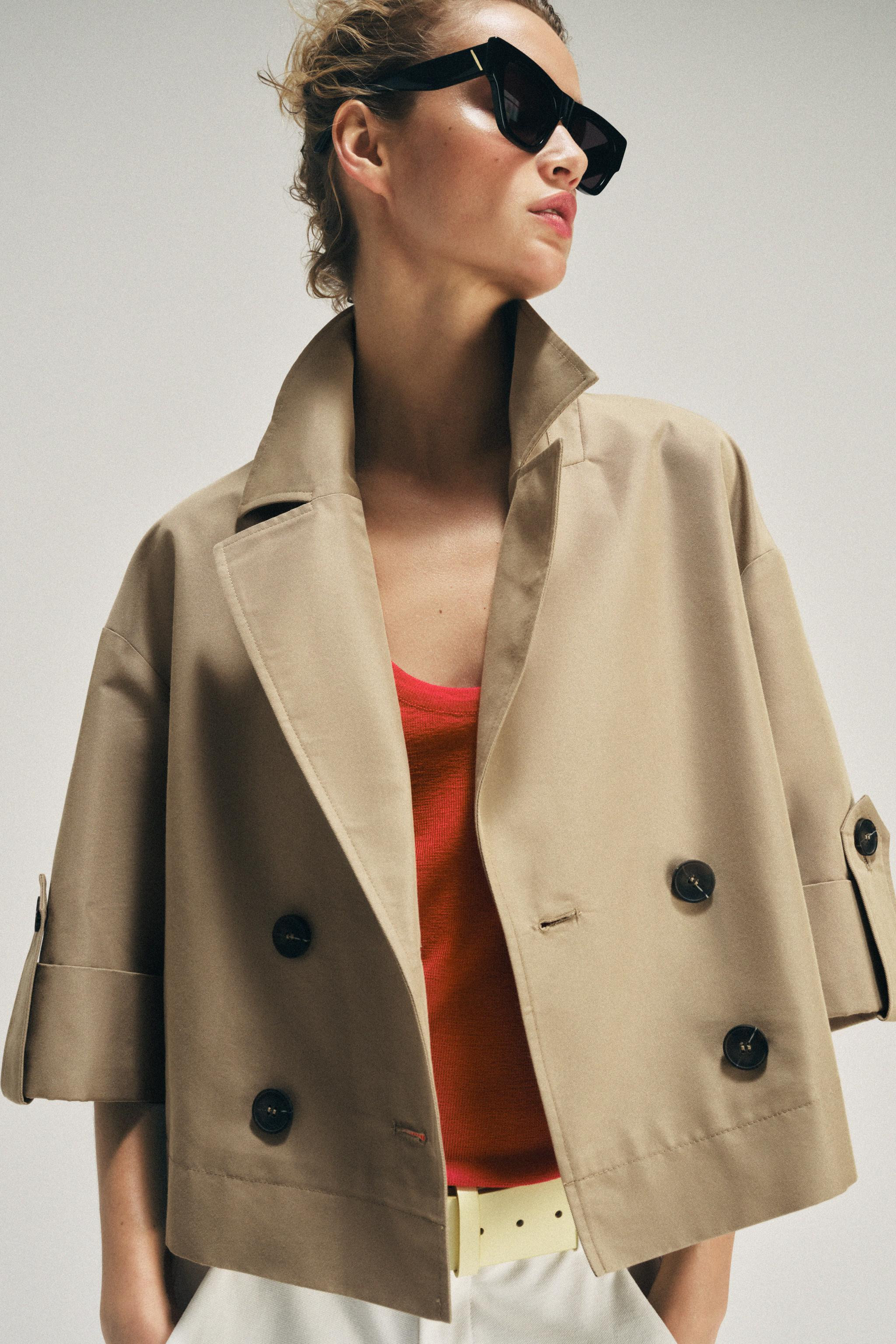 SHORT SLEEVE CROPPED TRENCH | Zara US