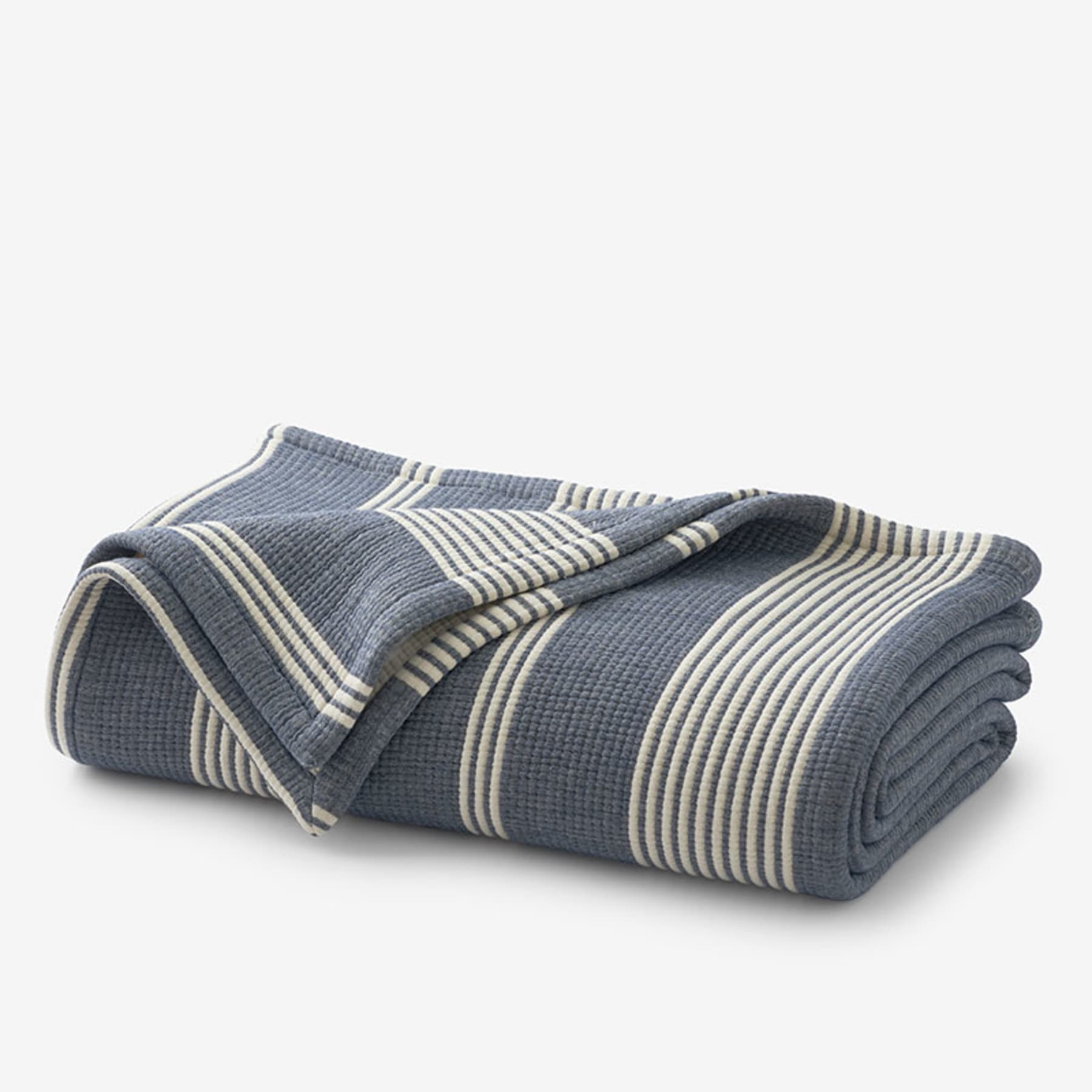Marque Stripe Blanket - Denim Blue, Full/Queen | The Company Store