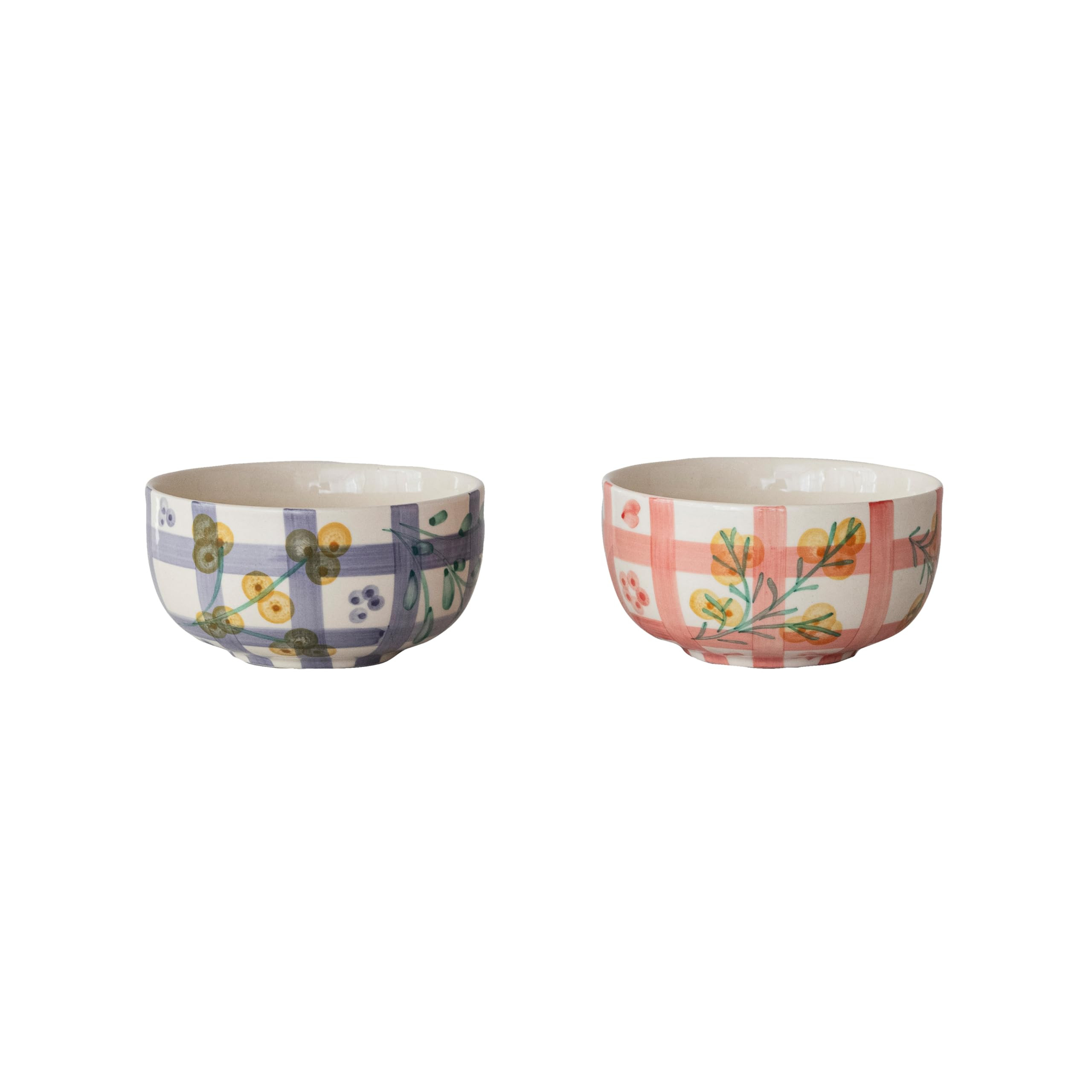 Creative Co-Op 2-pcs Stoneware Bowl Set w/Grid Pattern, Multicolor | Amazon (US)
