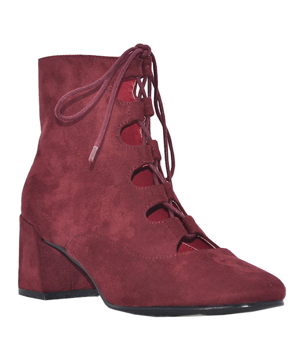 Jacobies Footwear Women's Casual boots BURGUNDY - Burgundy Janet Ankle Boot - Women | Zulily