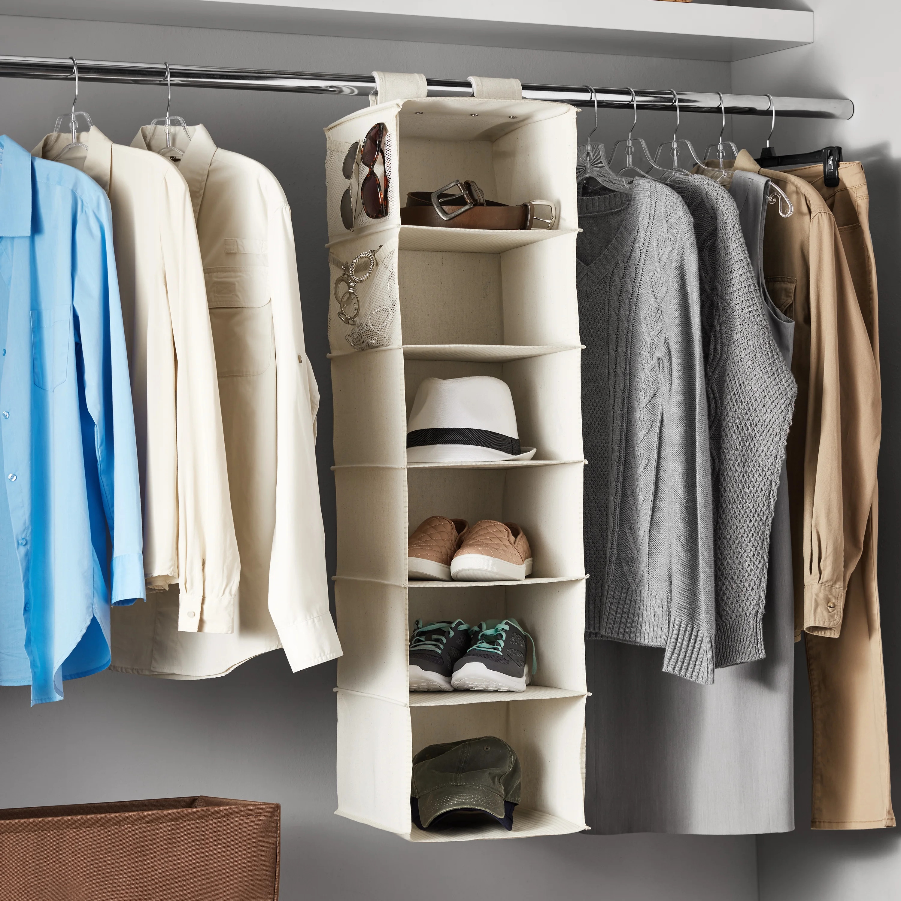 SimpleHouseware Hanging Closet Organizers Storage, 6 Shelves, Gray | Walmart (US)