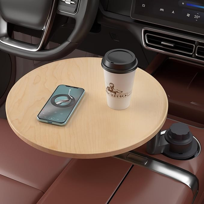 Car Tray & Car Desk for Laptop, 360° Rotating Wood Cup Holder Table, Steering Wheel Tray, Car Ac... | Amazon (US)