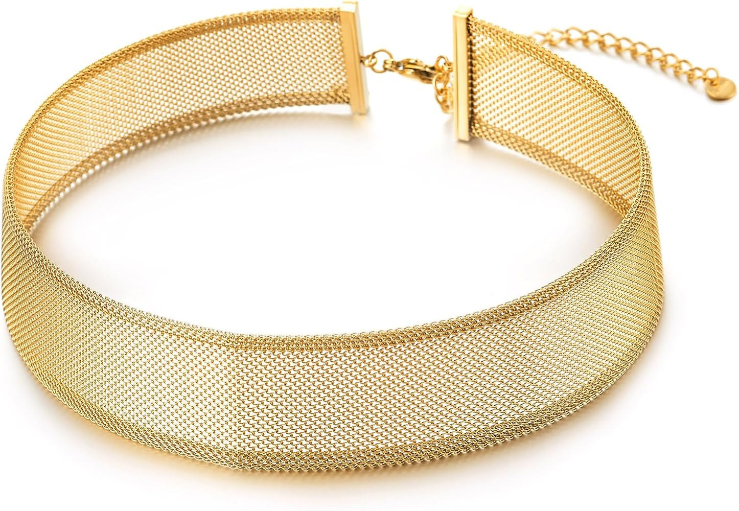 COOLSTEELANDBEYOND Mesh Choker Necklace for Women, Statement Jewelry, Fashionable Metal Collar fo... | Amazon (US)