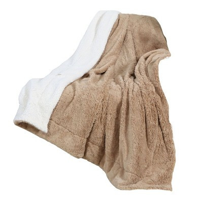 Legacy Decor Luxurious Soft Velour Throw with Super Ultra Soft Faux Fur on Backside Blanket Brown Color | Target