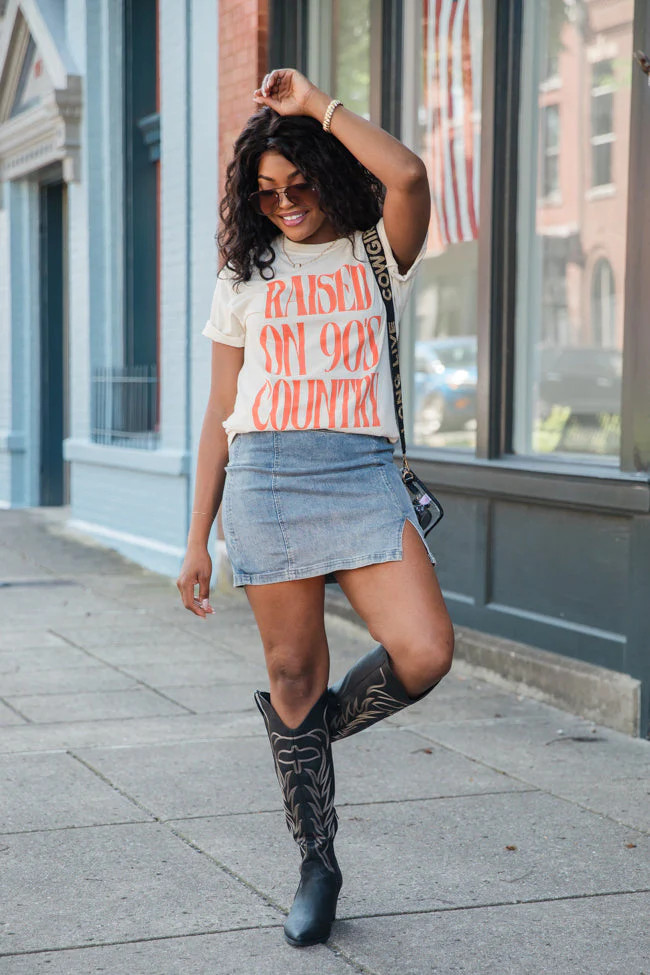 Raised On 90s Country Ivory Graphic Tee SALE | Pink Lily
