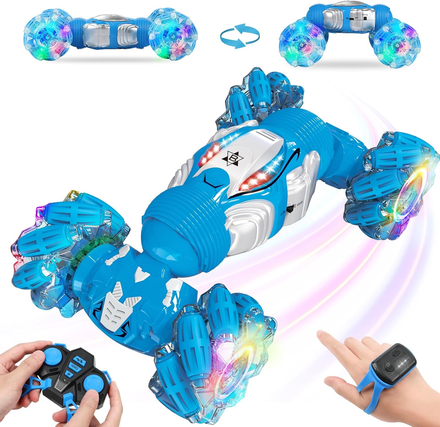 Boys Aged 6-12 Birthday Gift Ideas- Gesture Sensing RC Stunt Car Toy for Kids, Hand-Controlled 2.4Ghz Remote Control Twist Cars, 4WD All-Terrain Off-Road Vehicle | Amazon (US)