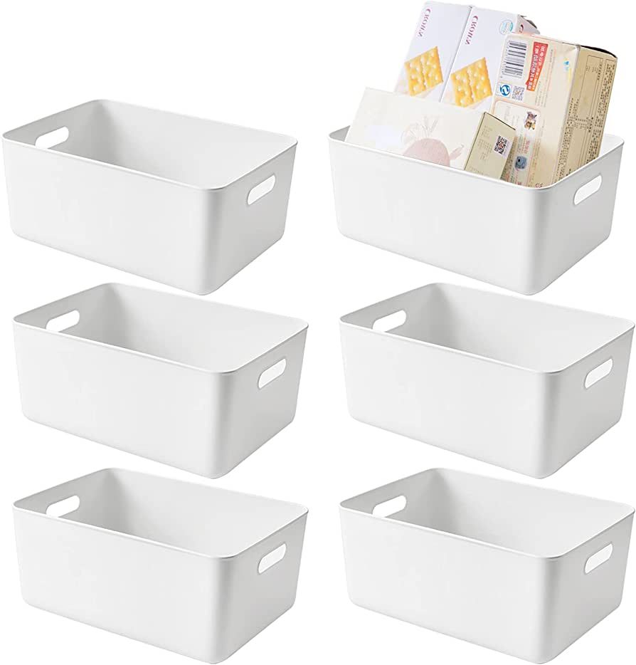 ZOAJU Plastic Basket Set, Pack of 6 Storage Basket Pantry Bins Kitchen Spice Rack Organizer for S... | Amazon (US)