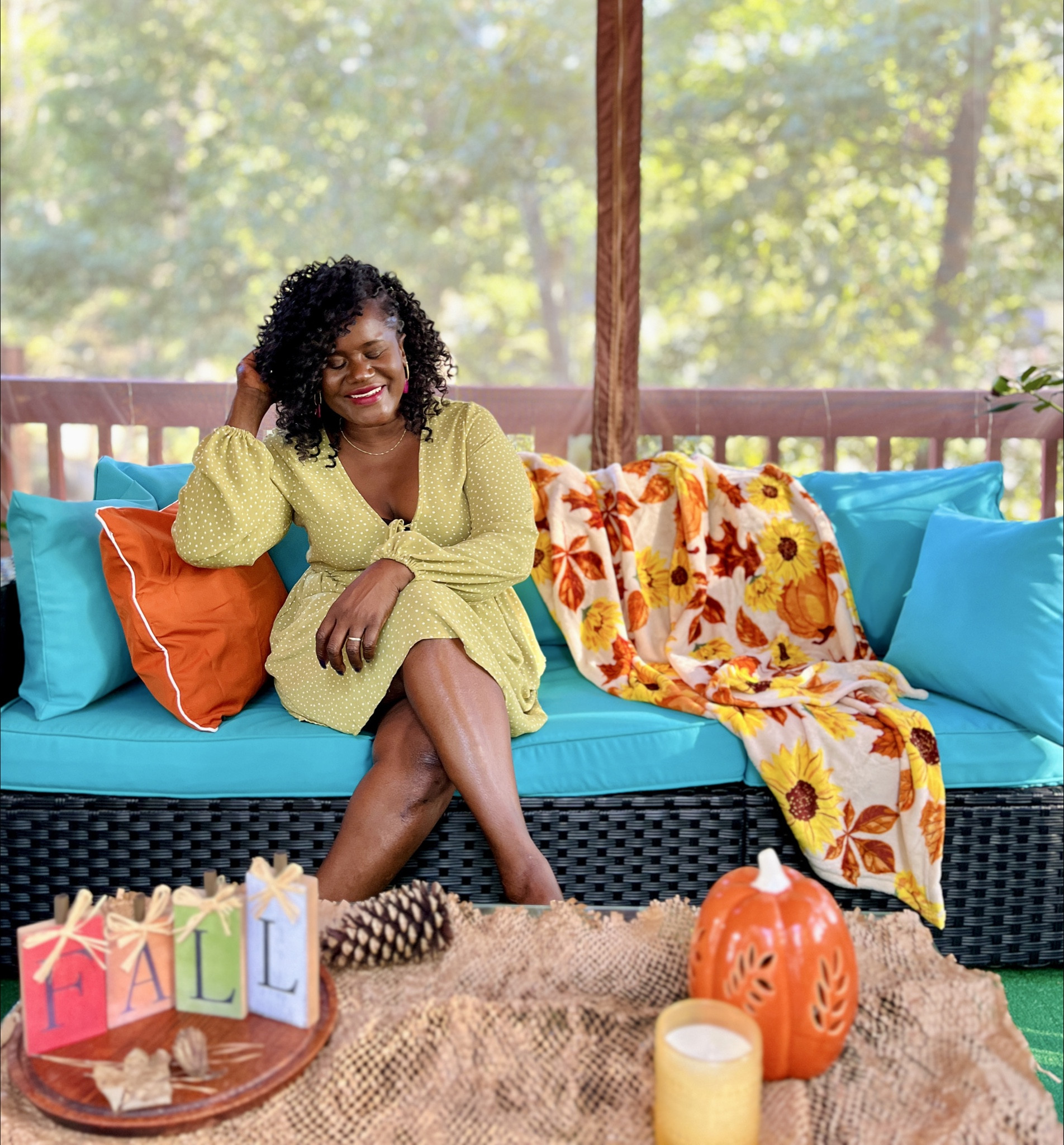 Sunday reset. 
Can we talk about how cozy my patio looks right now?! 😍 I added a few pumpkins, some orange pillows, and now it feels like fall moved right in! 🍁✨ Perfect spot for coffee, candles, and catching sunsets in a blanket. ☕🕯️ 
.
#LTKHome #LTKFall #FallDecor #CozyPatioVibes #SmallSpaceDecor #OutdoorLiving #AutumnStyle #CozyCorners #PumpkinDecor #PatioGoals #LTKFinds #FallFavorites #SeasonalDecor #HomeInspo #LTKSeasonal

#LTKFindsUnder50 #LTKSeasonal #LTKHome