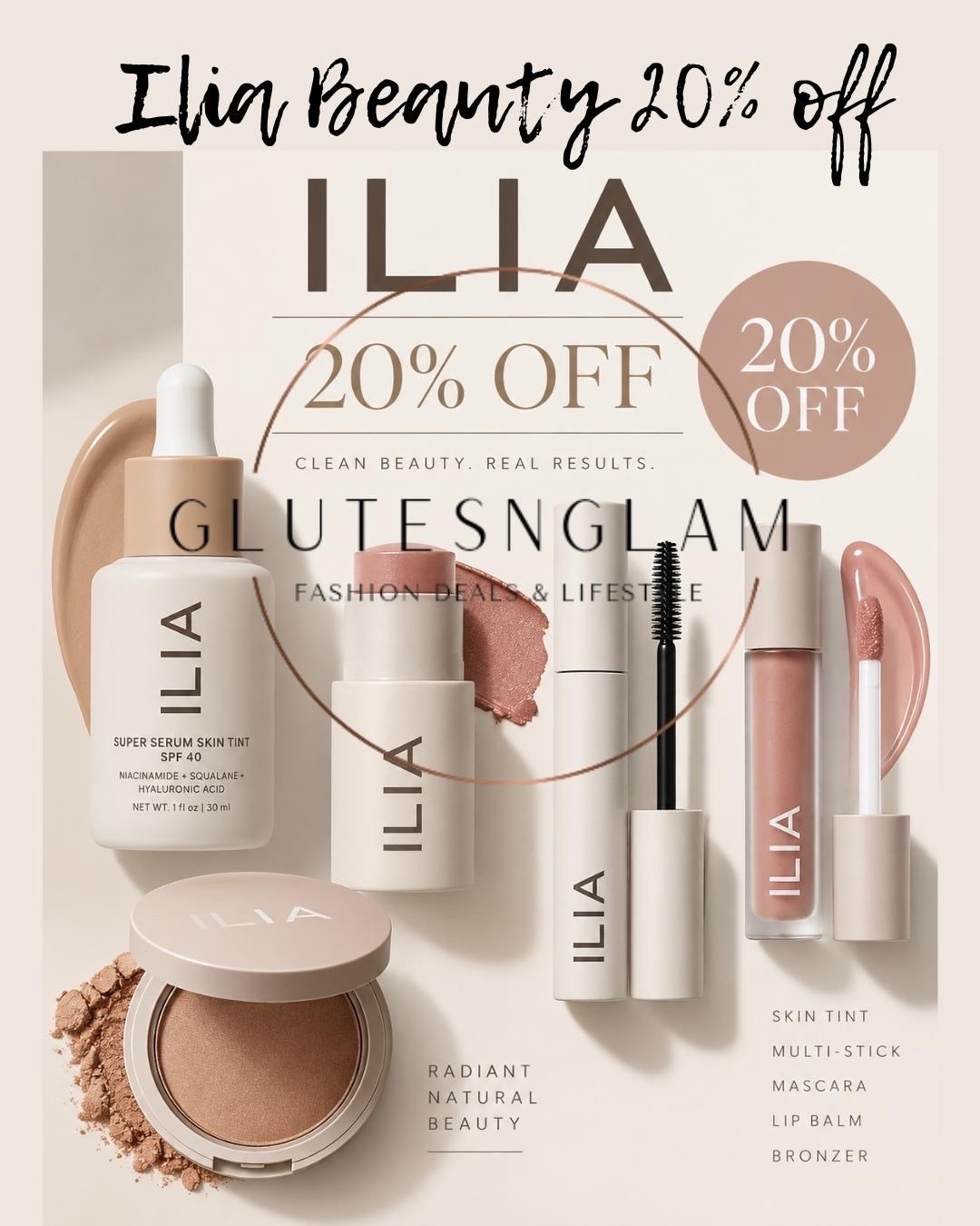 Ilia beauty sale 20% off, Ilia makeup, Ilia skincare.

#LTKgrwm #LTKSaleAlert #LTKBeauty