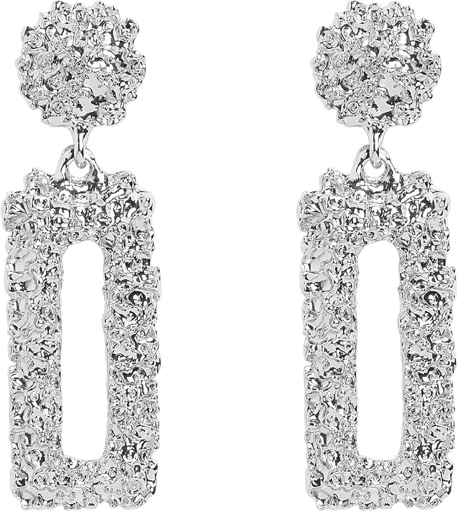 Statement Drop Earrings Gold Rectangle Geometric Dangle Earrings Women Fashion Jewelry for Party ... | Amazon (US)