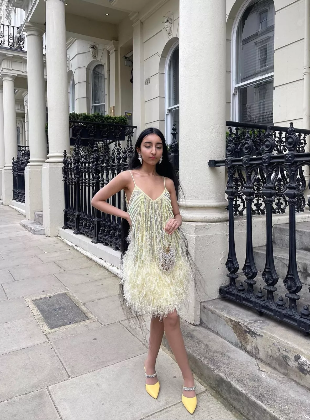 Yellow Feather Midi Dress curated on LTK