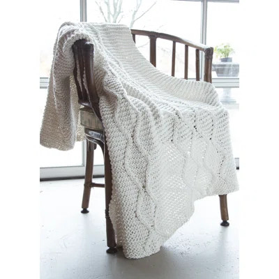 Chunky Cotton Hand Knit Diamond Throw | Wayfair North America
