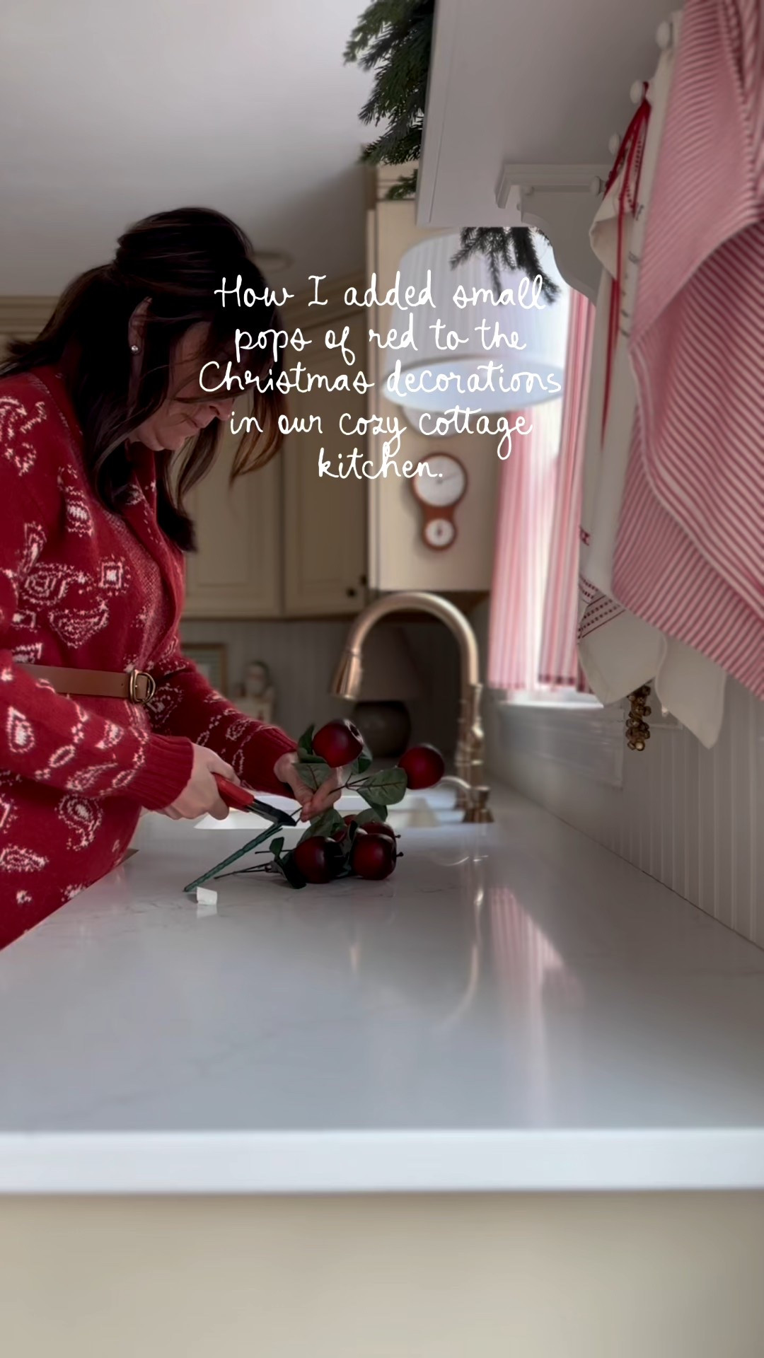 How I added small pops of red to our Christmas decorations in our cozy cottage kitchen. 

#LTKHome #LTKHoliday