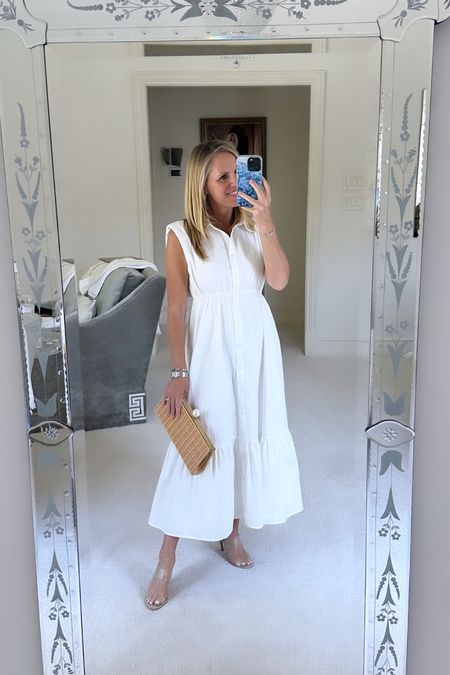 Gorgeous white midi dress with structured shoulders and ruffle hem line. Quiet luxury trend under $100! That’s true to size available XS-XXXL

#LTKSeasonal #LTKOver40 #LTKStyleTip