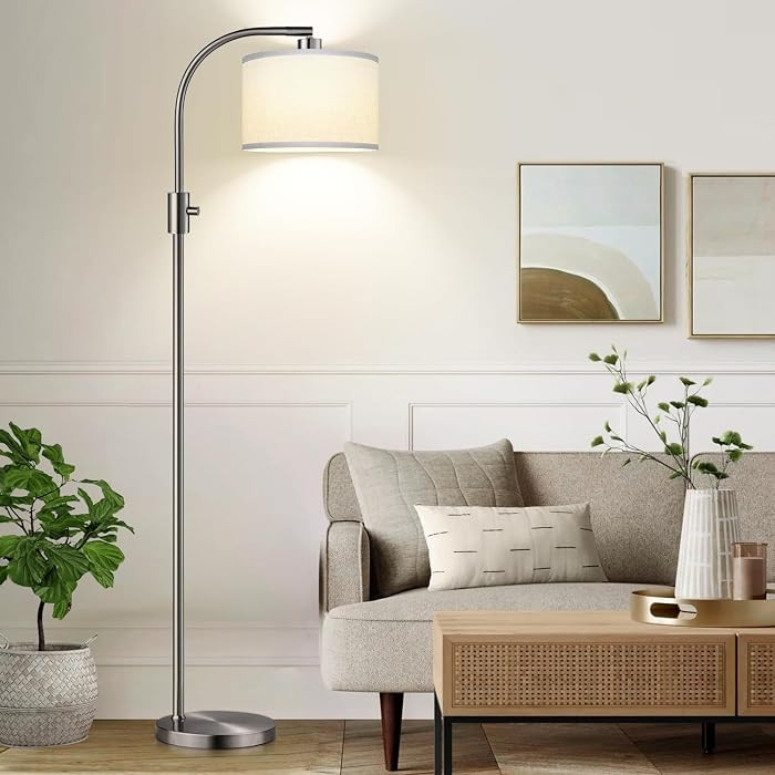Nintiue Upgraded Modern Arc Dimmable Tall Standing Floor Lamp with Linen Shade, 1200 Lumens LED B... | Amazon (US)
