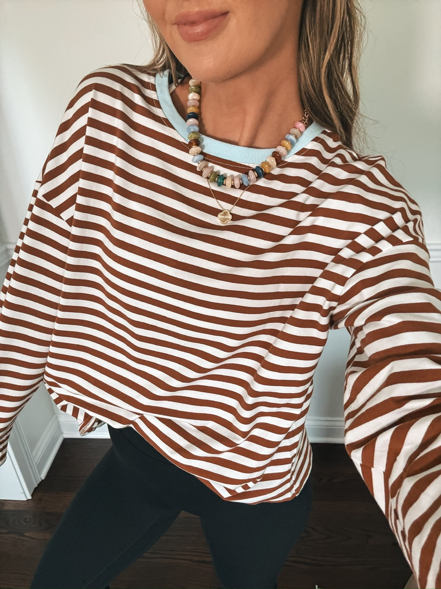Fall top! The brown stripes with blue color are so good together! Perfect for end of summer into early fall!

#LTKootd #LTKmomlife #LTKgrwm