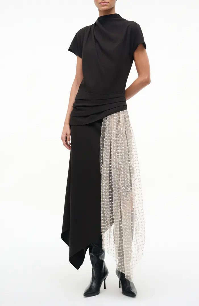 STAUD Effie Drape Mock Neck Asymmetric Maxi Dress | Nordstrom | Nordstrom