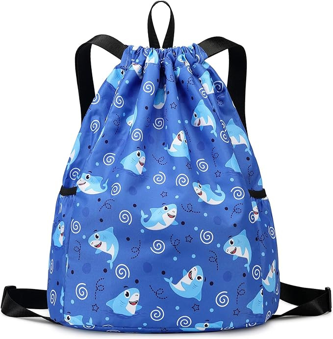 Trendy Drawstring Backpack for Kids - Fun and Functional Gym Dance Beach Swim Travel Bag with Two... | Amazon (US)