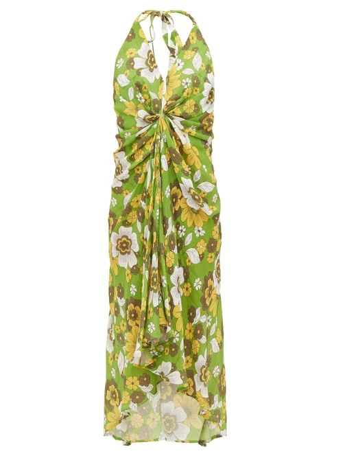 Dodo Bar Or - Jennifer Gathered Floral-print Cotton Dress - Womens - Green Print | Matches (US)