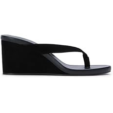Suede Wedge Flip Flops for Women Open Round Toe Comfort Arch Support Slip On High Heel Thong Sand... | Amazon (US)