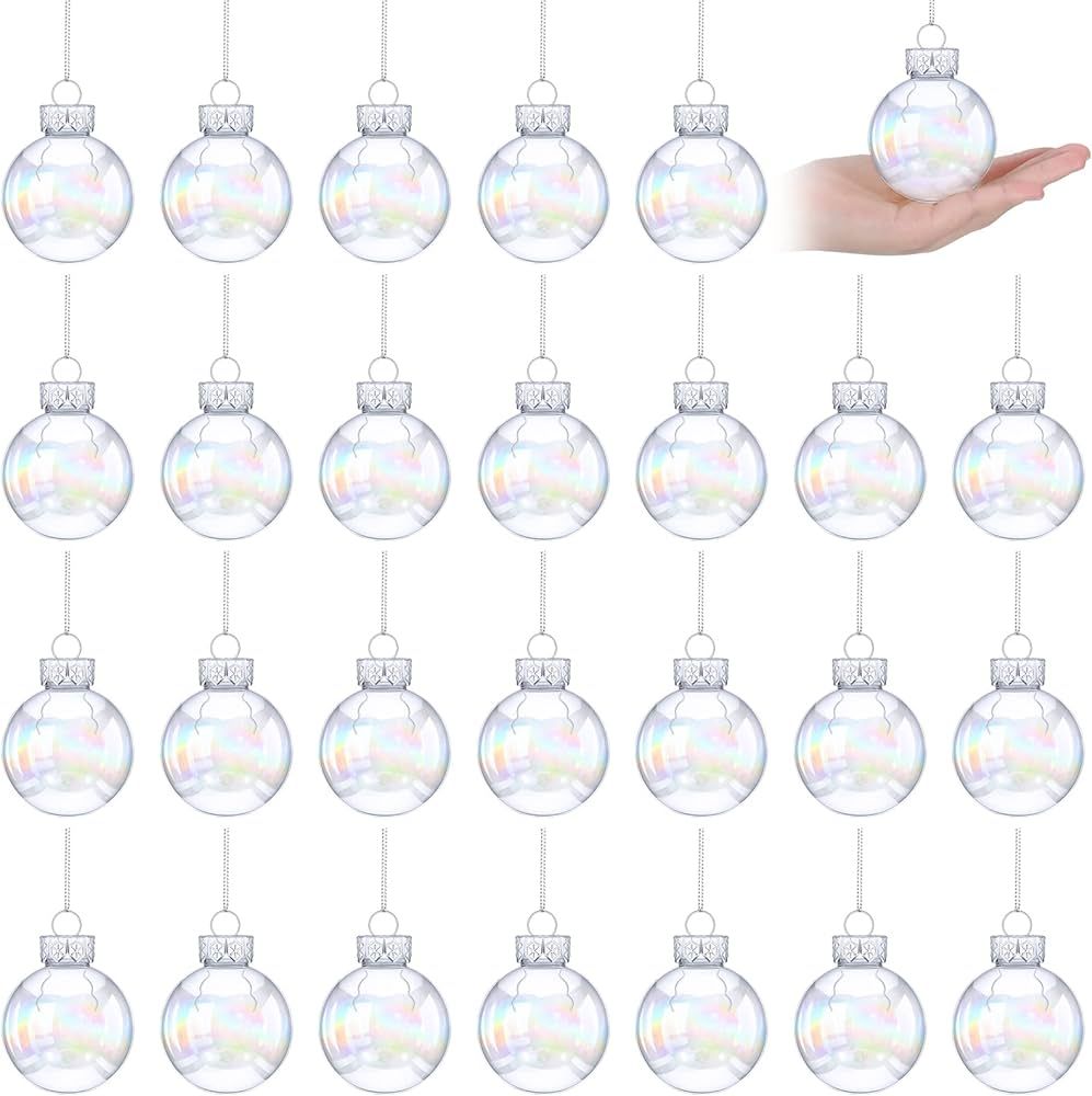 2.5'' Iridescent Ornaments Balls Plastic Set Clear Iridescent Christmas Ball Ornaments Plastic Fi... | Amazon (US)
