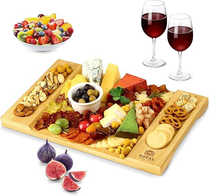 ROYAL CRAFT WOOD Charcuterie and Cheese Boards Set - Large Bamboo Serving Tray Platter - House Wa... | Amazon (US)