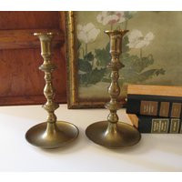 Vintage Brass Candlesticks, Candle Holders, Hollywood Regency, Library Decor, English Country Mantel | Etsy (US)