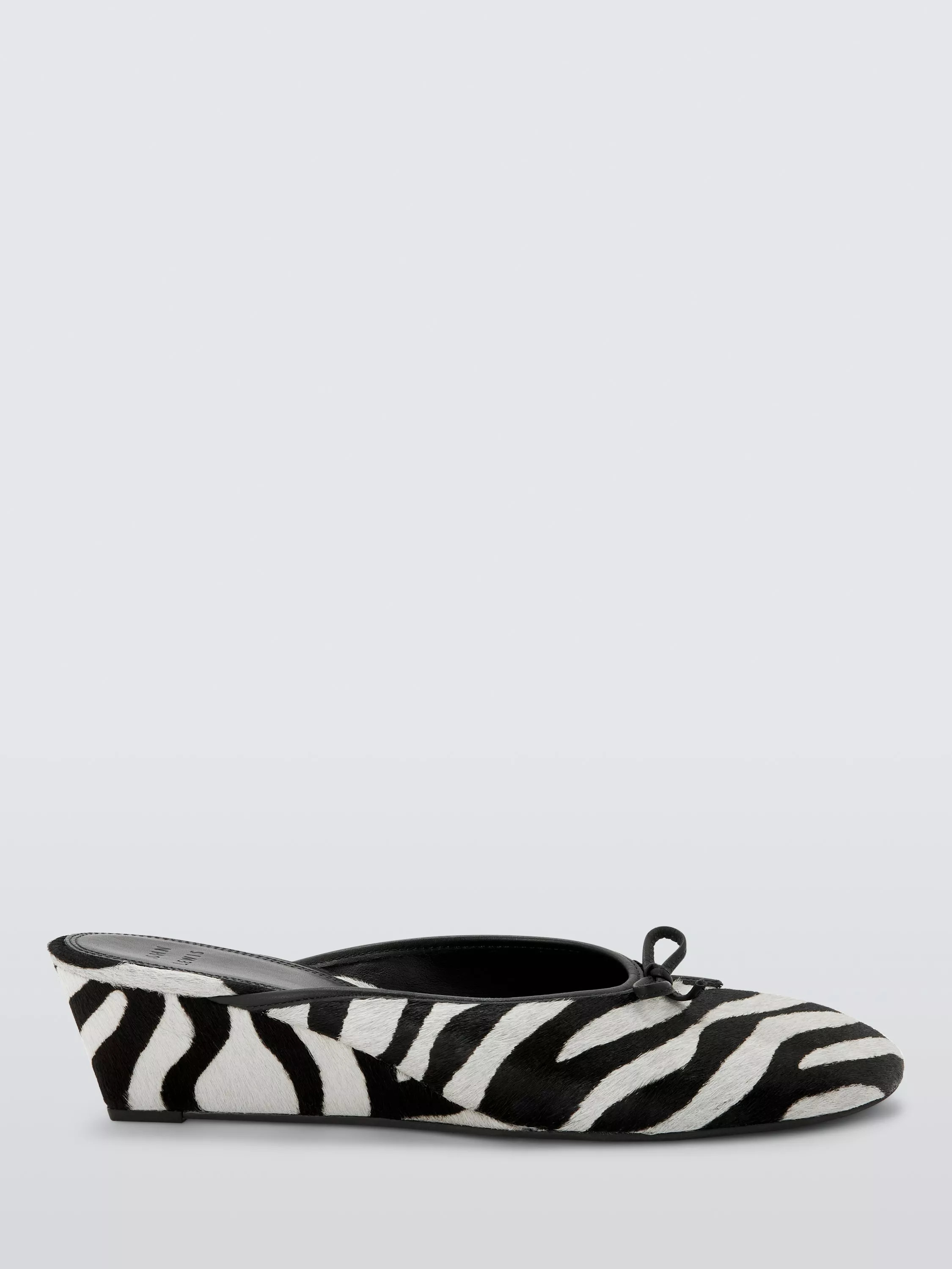 Daisy Zebra Print Wedge Heel Bow Detail Open Court Shoes, White/Black | John Lewis (UK)