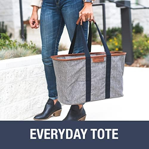 CleverMade Canvas Tote Bag - Reusable Collapsible Basket, Durable Heavy Duty LUXE Grocery Shoppin... | Amazon (US)