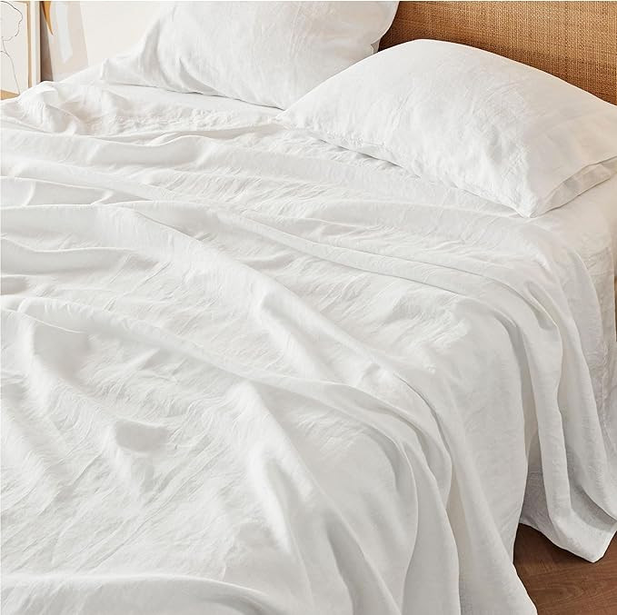 Bedsure King Size Bed Sheets, Cotton Linen Sheet Set, Anti - Pilling, Ultra-Soft & Breathable, De... | Amazon (US)