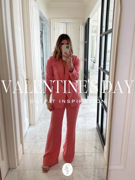Valentine’s Day outfit inspiration. Pink blazer and pink trousers. Love this set. Cella Jane  

#LTKstyletip