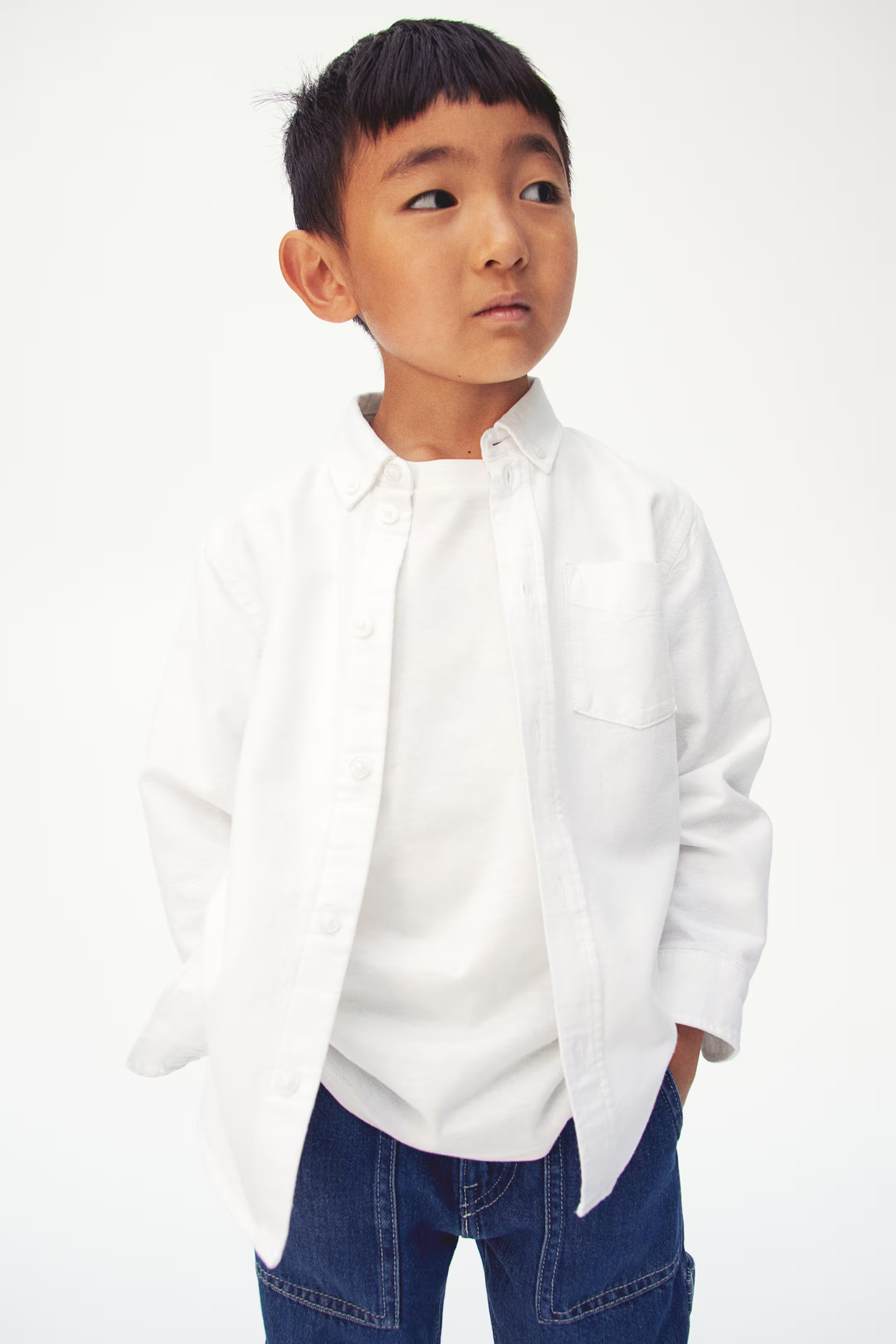 Button-down Cotton Shirt - White - Kids | H&M US | H&M (US + CA)