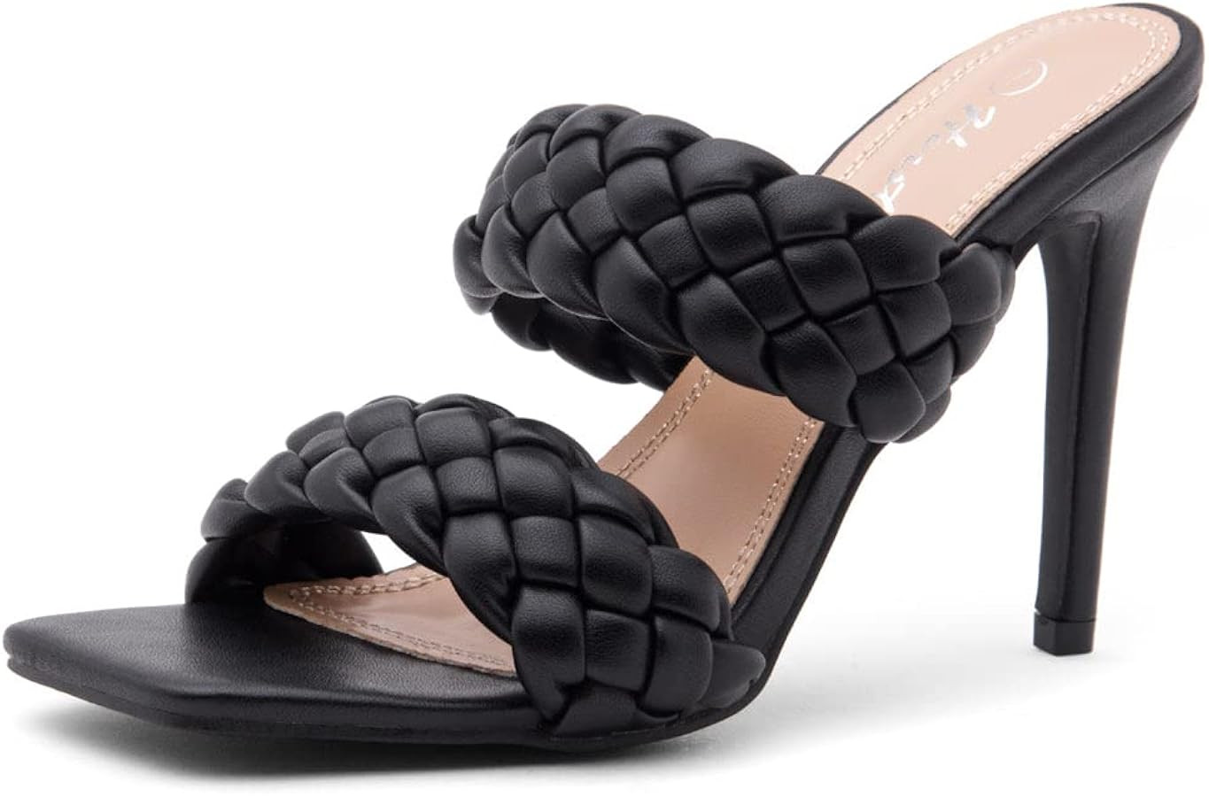Herstyle Womens Lilah Braided heeled Sandals Square Open Toe Stiletto Heels Double Strappy Dress ... | Amazon (US)