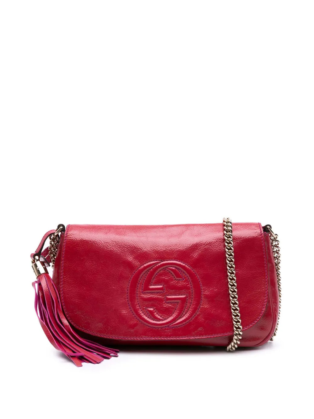 Gucci Pre-Owned 2016-2024 Medium Patent Soho Chain Flap crossbody bag - Red | Farfetch Global