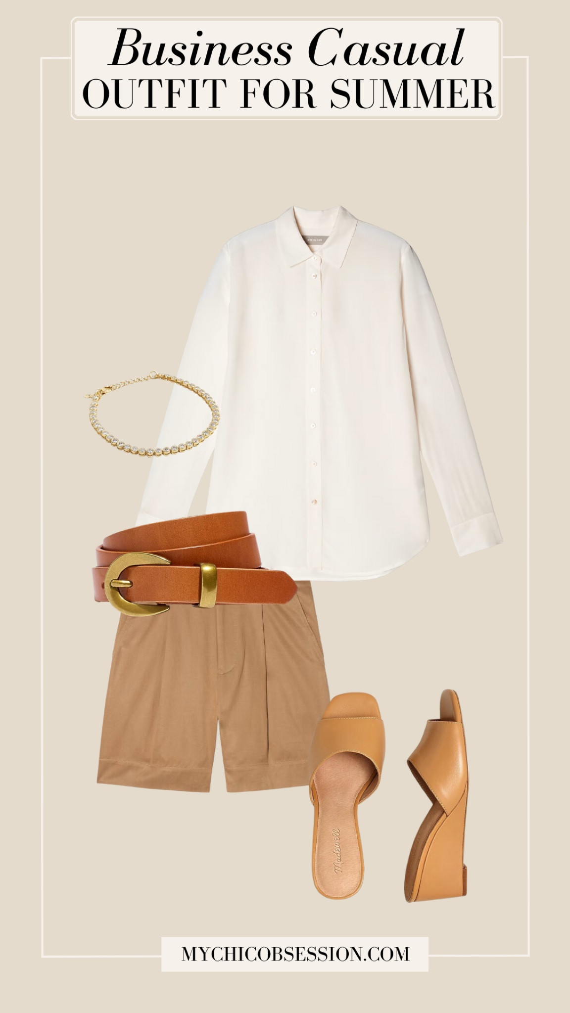 In the height of summer, tailored shorts can *sometimes* be a suitable choice for business casual attire. You’ll want to read the room before you wear shorts to the office, but this is going to be more or less acceptable depending on your office culture and industry.

If you do go this route, pair them with a lightweight blouse in a coordinating shade and stick with feminine and delicate footwear like comfortable low-heeled sandals or peep-toe flats. Accessorize with a skinny belt and simple jewelry to come off as comfortable yet professional and polished.

#LTKstyletip #LTKworkwear #LTKSeasonal