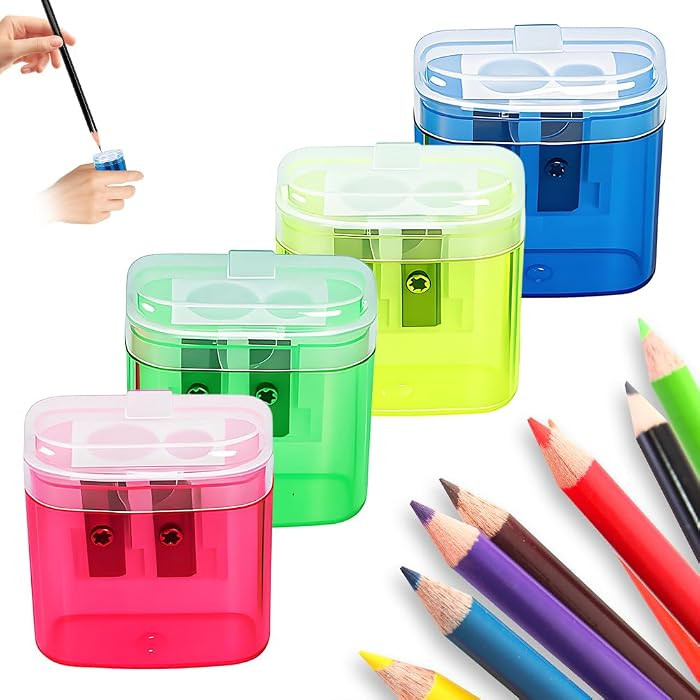 Pencil Sharpeners with Lid, Pencil Sharpeners Manual, Colored Handheld Sharpener Suitable for Kid... | Amazon (US)