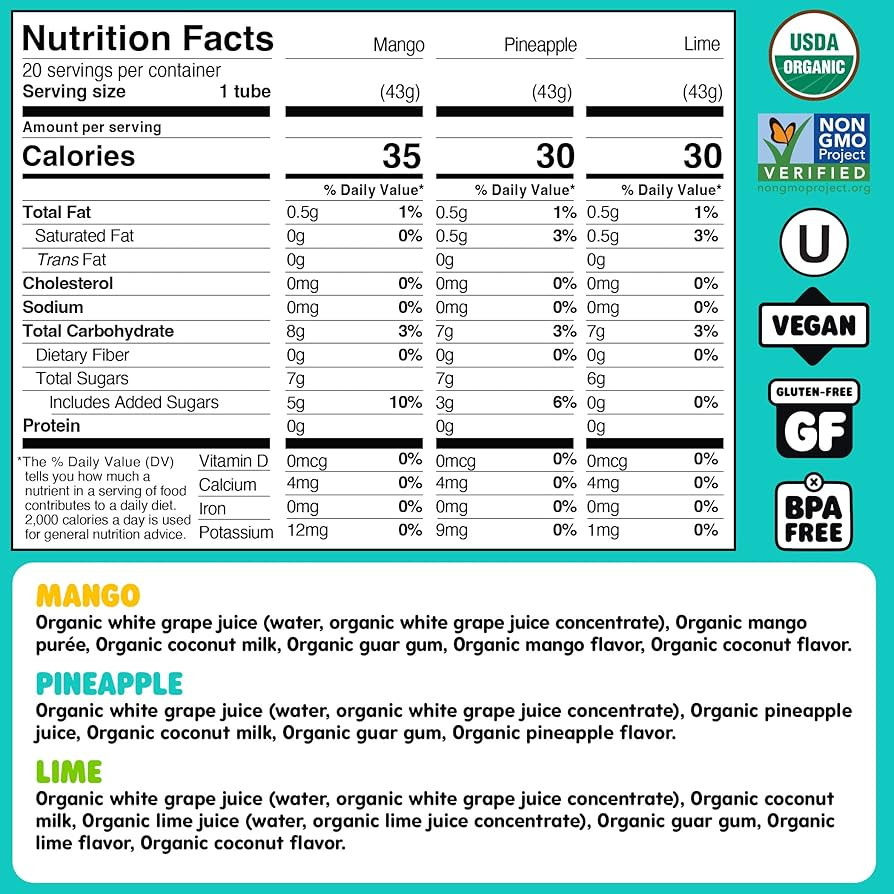 DeeBee's Organics Non-Dairy Gelato Pops, Creamy Freezer Pops made with Coconut Milk, No Refined S... | Amazon (US)