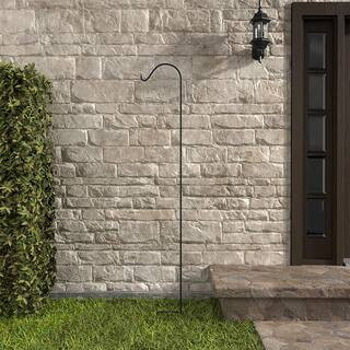 Fuchsia 84 in. Black Steel Shepherd Hook | The Home Depot