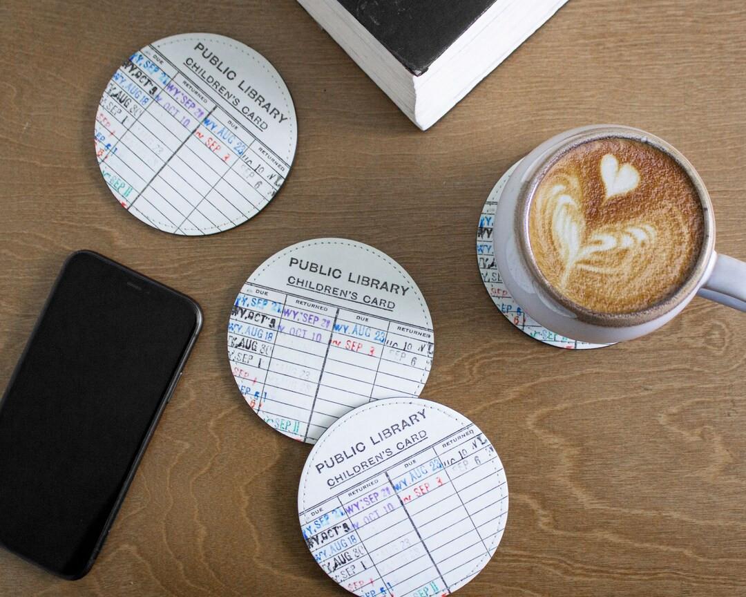 Due Date Card Coasters Checkout Card Set of 4 Vegan Leather - Etsy | Etsy (US)
