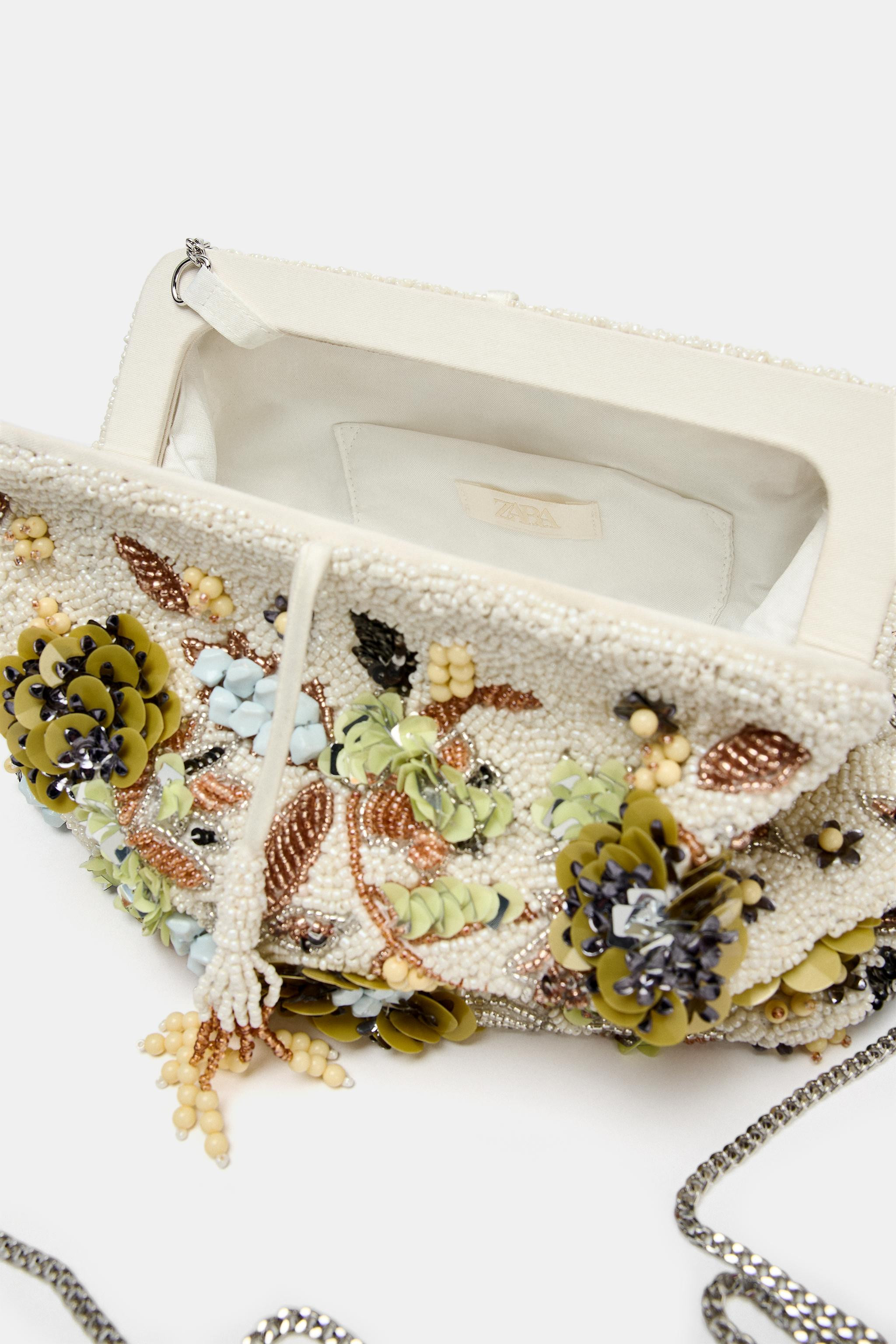 BEADED PRINTED POUCH | Zara US