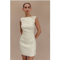 Angela Textured Boucle Mini Dress - Ivory | MESHKI US
